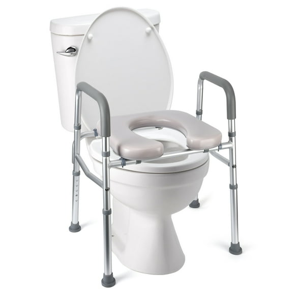 Alician Raised Toilet Seat with Handles for Seniors, Adjustable Height Frame Toilet Seat Riser for Elderly and Disabled, Toilet Chair Supports Up to 350lbs