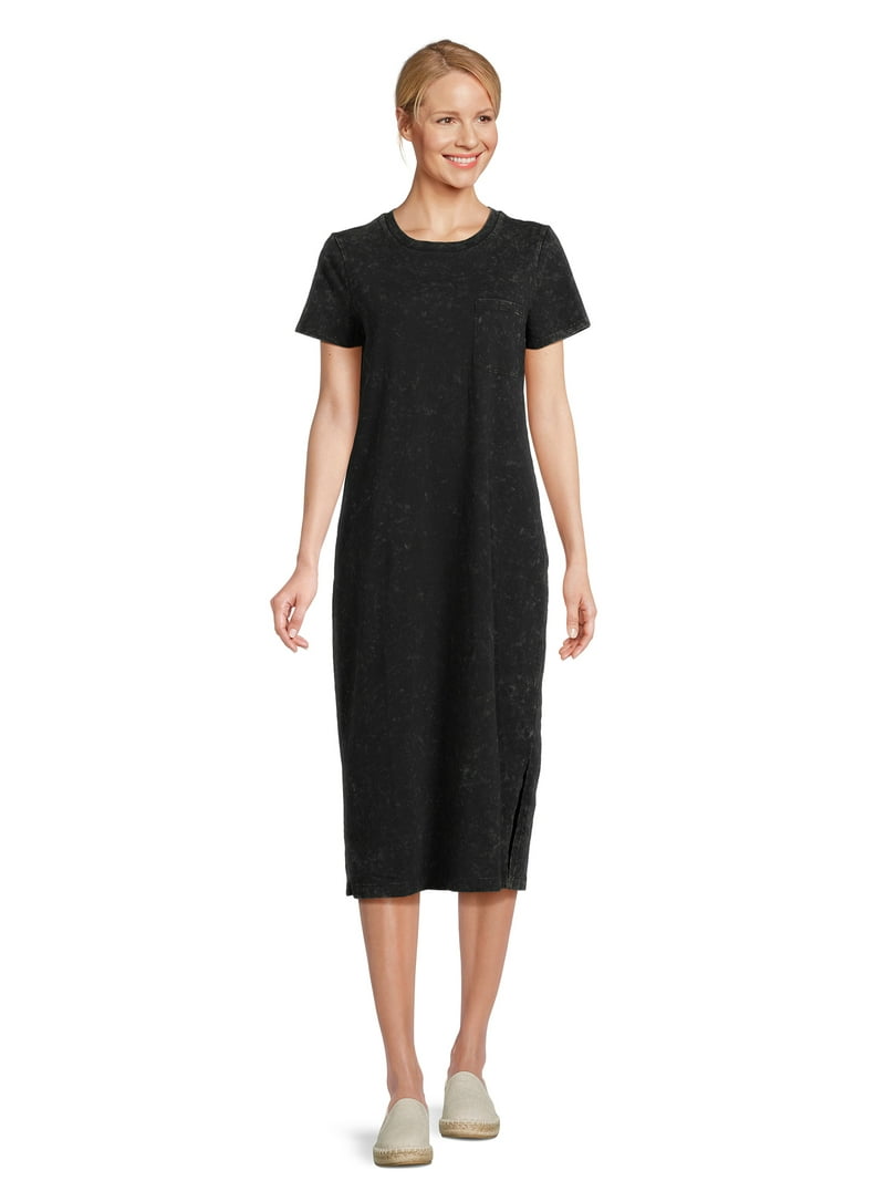 Midi Dress Black T Shirt Dress With Pockets T Shirt Dress Organic