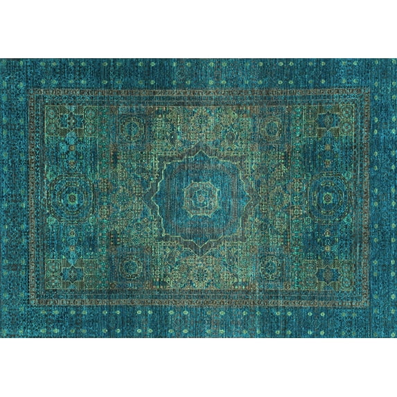 Ahgly Company Indoor Rectangle Abstract Light Blue Modern Area Rugs, 6' x 9'