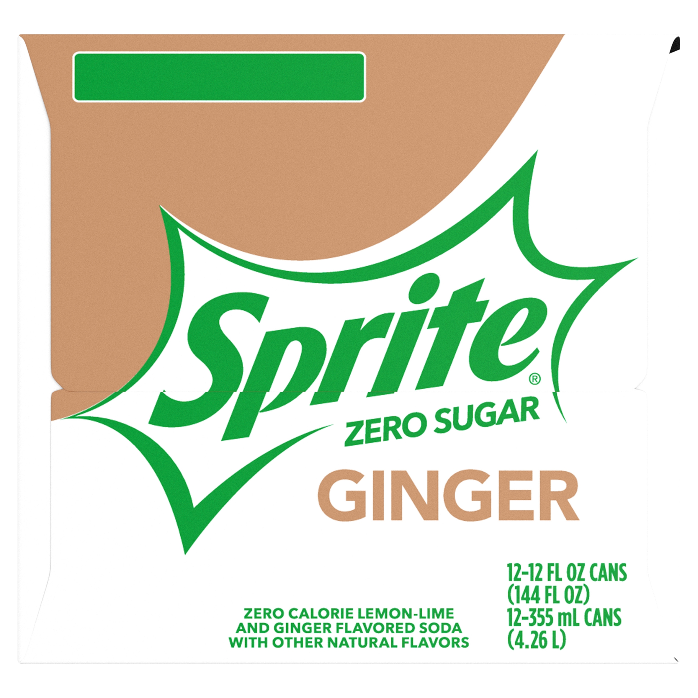 Sprite Ginger Zero Sugar Fridge Pack Cans, 12 fl oz, 12 Pack - image 5 of 8