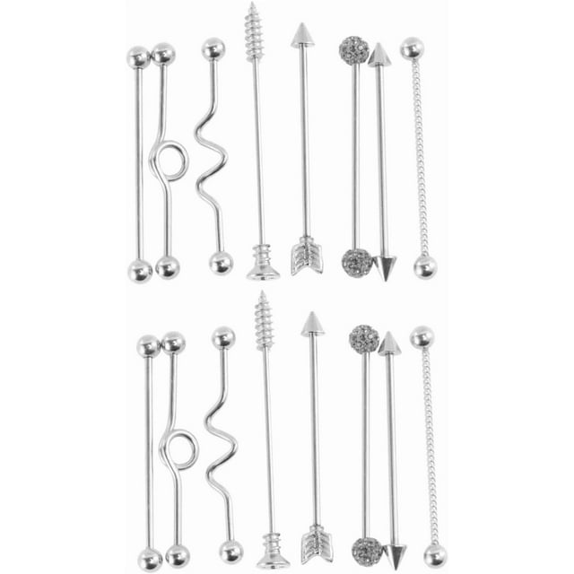 HUGFEGWE 16 Pcs Cambered Barbell Body Jewelry Stainless Steel Studs Screwback Earrings Screw Back Earring Belly Button Rings Bracket Accessories Navel Ring Golden Puncture Stainless CJB91-93900