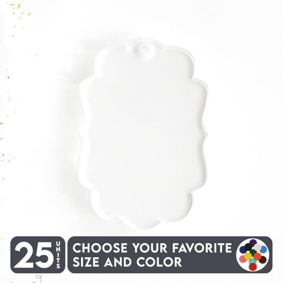 25 Units Acrylic Keychains Vintage Fancy 1/8" Thick – Clear or Solid Color – (Size 2.5") Made in USA