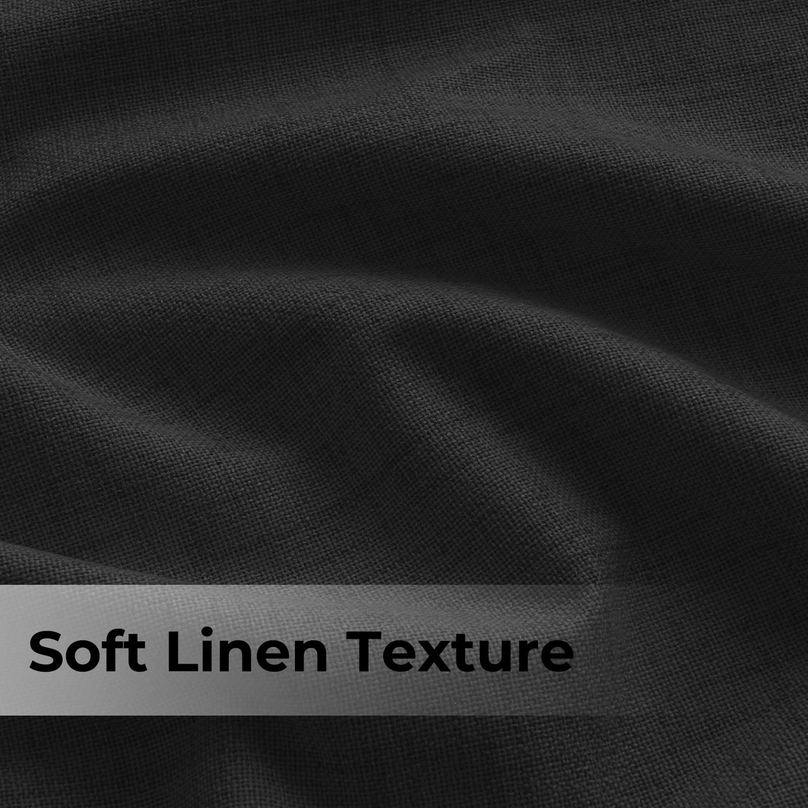 100% Blackout Curtains for Bedroom,Set of 2 Panels,108inch Length Faux Linen Thermal Insulated Back Tab Drapes with Room Darkening,50"Wx108"L,Black