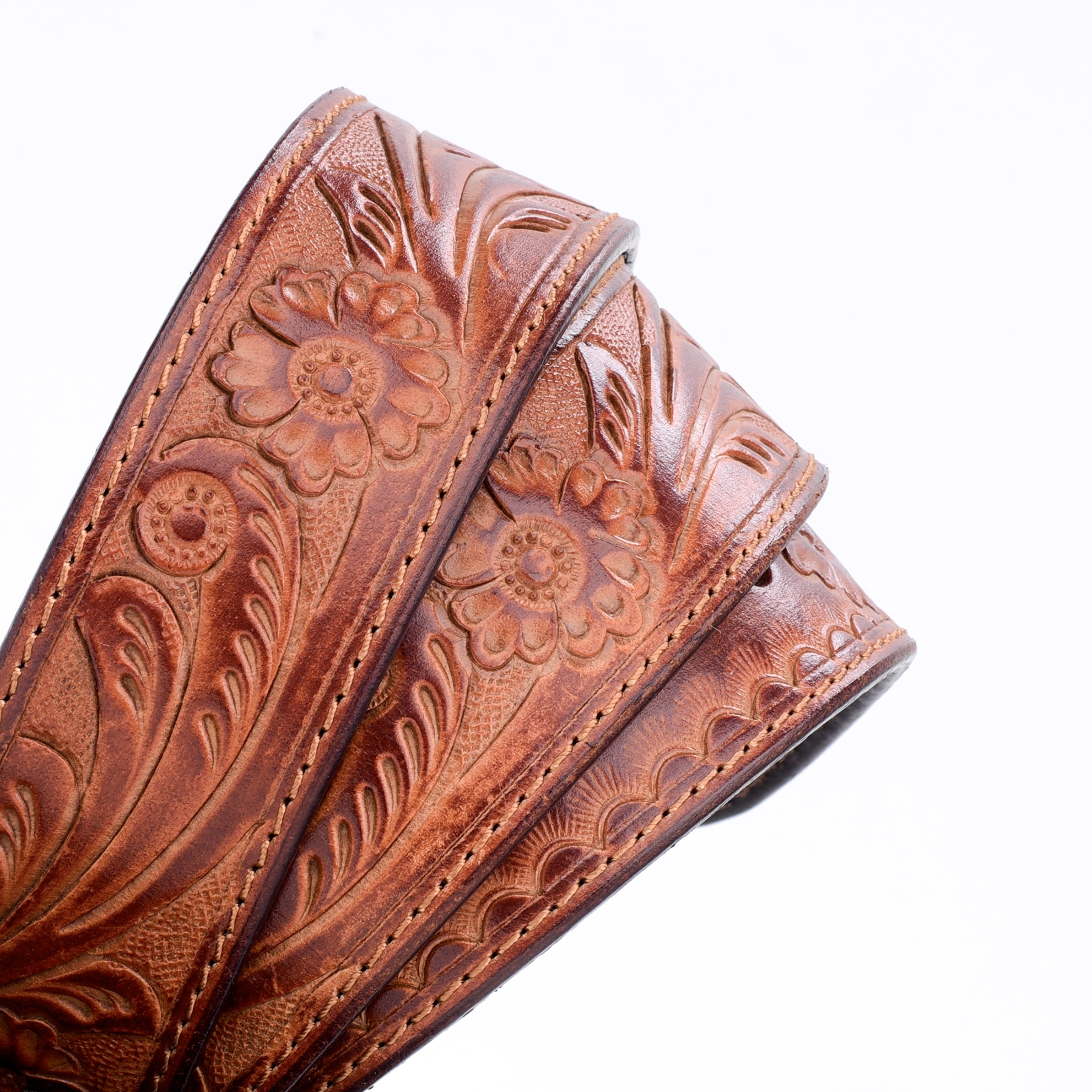 Resistance Western Leather Belt with Floral Engraved Buckle  display picture 2