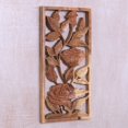 thumbnail image 3 of NOVICA Artisan Handcarved Wood Relief Panel Balinese Suar of Roses Brown Indonesia Wall Decor Panels Floral [15.25in H x 7.5in W x 0.8in D] ' Graced by Roses', 3 of 6