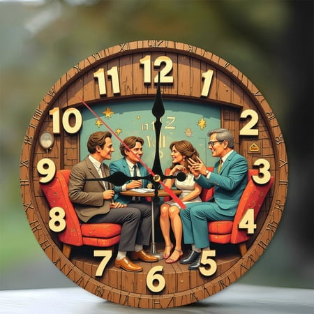 Vintage Clock Wall Art Retro Diner Decor 10-Inch Silent Wooden Wall Clock, Battery Operated (AA Batteries Not Included), Artistic Home Decor
