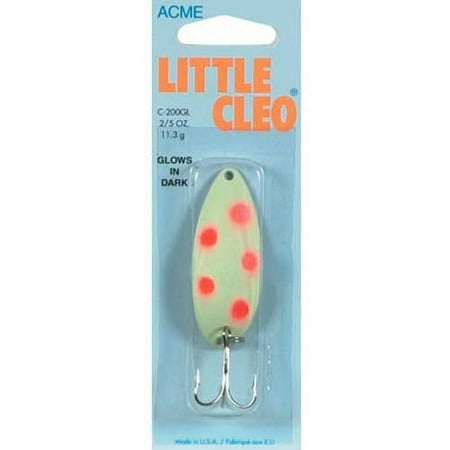 UPC: 0048515200287 | Acme Tackle Little Cleo Fishing Spoon Glow with Flo Orange Dots 2/5 oz.