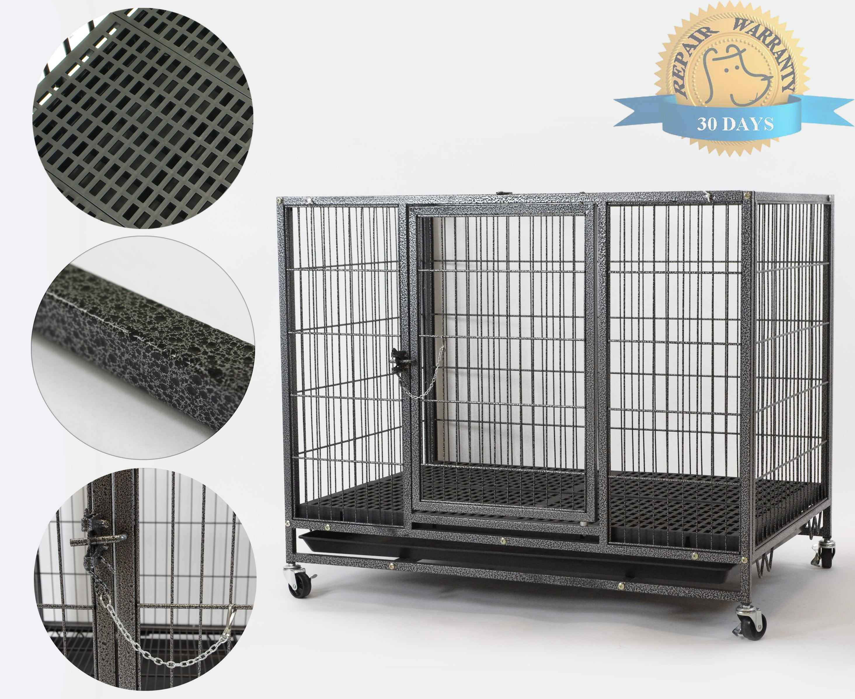 New 37" Homey Pet Metal Heavy Duty Dog Cat Cage Crate Kennel w Plastic Flooring 