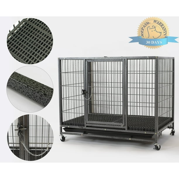 Homey Pet Stackable Dog Cage withs Wheels & Feeding Bowls, 37"L x 25"W