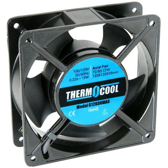 Thermocool 110 VAC Muffin Cooling Fan 120 x 38mm Sleeve Bearing 72 CFM