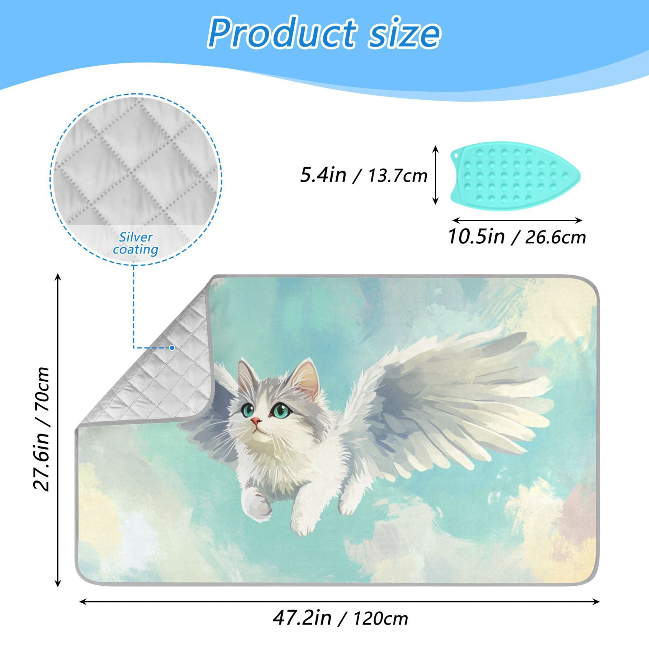 Flying Cat Ironing Board Covers Heat Resistant Ironing Pad Mat Portable for Travel Washer Dryer Table