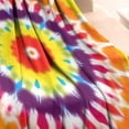 thumbnail image 3 of Tie Dye Rainbow Concentric Circles Pattern Blanket,Comfortable Soft Flannel Throw Blanket,All Season,Warm Lightweight Blankets for Sofa Bed Couch Living Room Chair,30"x40", 3 of 4