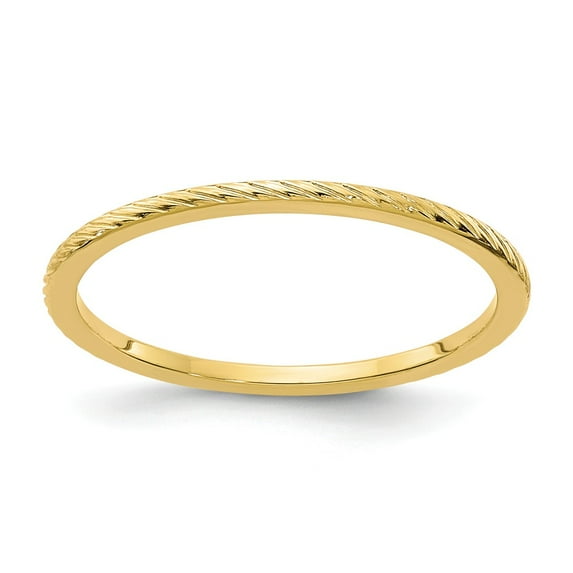 Solid 14k Yellow Gold 1.2mm Twisted Wire Pattern Stackable Band Thin Wedding Anniversary Ring Size 7