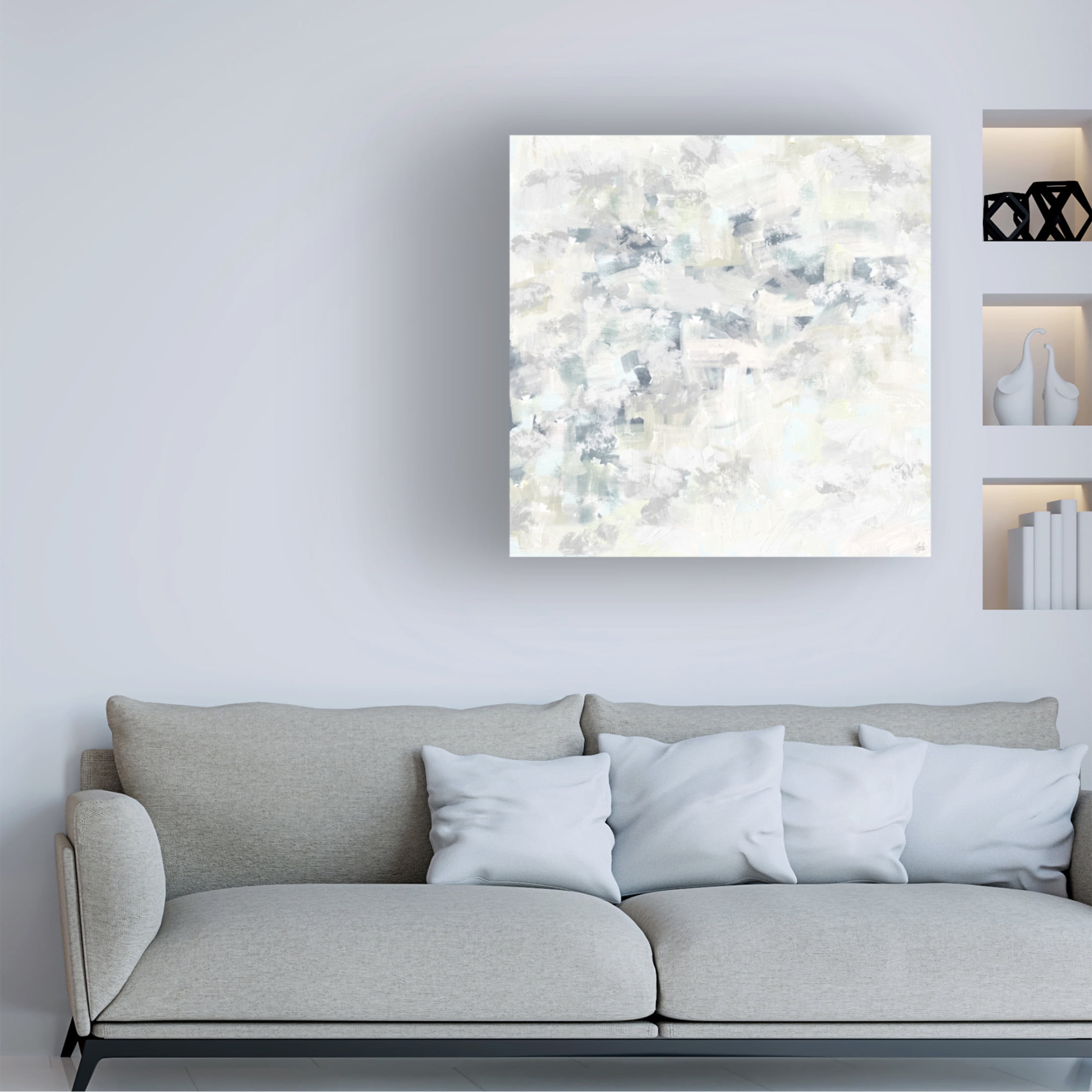 Canvas Wall Art - Line and Brush 'Peace And Blues Hues' Wall Art for Living Room, Bedroom, or Office Décor by Trademark Fine Art - 14 x 14 Inches