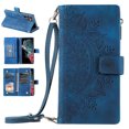 thumbnail image 1 of Nalacover for Samsung Galaxy S22 Ultra Embossed Floral Pattern PU Leather Crossbody Case with Shoulder Strap,Shockproof Magnetic Flip Stand Credit Card Slots Zipper Pocket Wallet Phone Case,Blue, 1 of 13