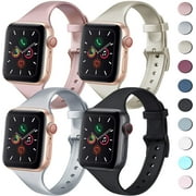 4 Pack Sport Bands Compatible with Apple Watch Band 38mm 40mm 42mm 44mm, Slim Thin Narrow Soft Silicone Replacement