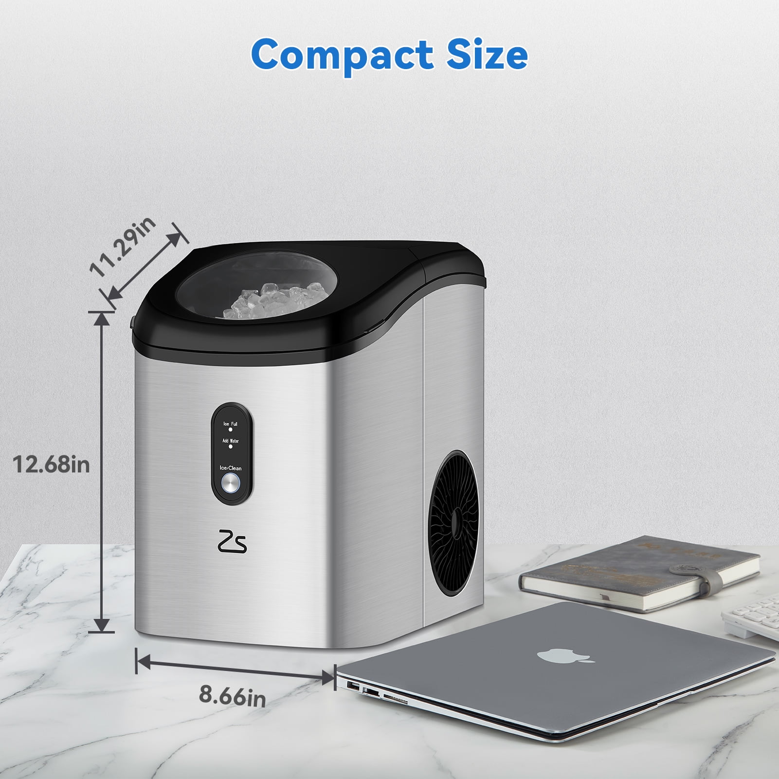 GAOMON Portable Ice Maker Countertop, 33lbs/24hrs, with Soft Chewable Ice, Portable Ice Cube Maker with Self-Cleaning, Compact Ice Cube Maker with Ice Scoop/Basket for Home/Kitchen/Office