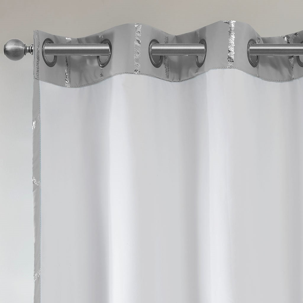 Blackout Metallic Print Grommet Top Curtain Panel (Only 1 Pc Panel)