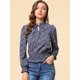 thumbnail image 2 of Blusa De Mujer Con Volantes Y Peplum Con Cuello Alto Y Manga Abullonada Púrpura L, 2 of 6