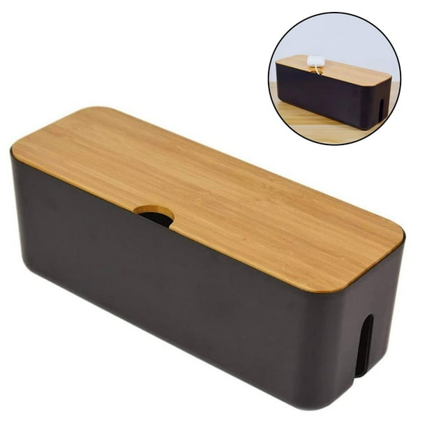 Caja organizadora de cables, pequeña, blanca, para cables de extensión, protector contra sobretensiones, organizador de gestión de cables, ocultador de cubierta para escritorio, hogar, oficina, cocina