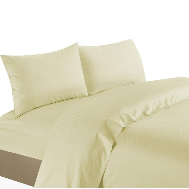 Life Style 1200 Thread Count 100% Egyptain Cotton 4-Piece Deep Pocket Stripe Sheet Set (King, Ivory)
