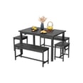 thumbnail image 1 of Ourlova 63 Inch 5 Piece Extendable Dining Table Set For 4 To 8 Modern Space Saving Kitchen Table With 2 Benches and 2 Stools Farmhouse Style Dining Room Furniture Set, 1 of 6