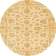 thumbnail image 1 of Ahgly Company Tapis d'Intérieur Rond Abstrait Jaune Moutarde Oriental, 8 Pieds Rond, 1 of 6