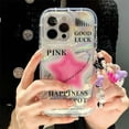 thumbnail image 6 of Case for iPhone 13 Pro with Phone Charm/Chain,Sparkly Pink Star Pattern Clear Cute Phone Case with Pearl Love Heart Bracelet,Luxury Bling Women Girl Phone Case for iPhone 13 Pro, 6 of 10