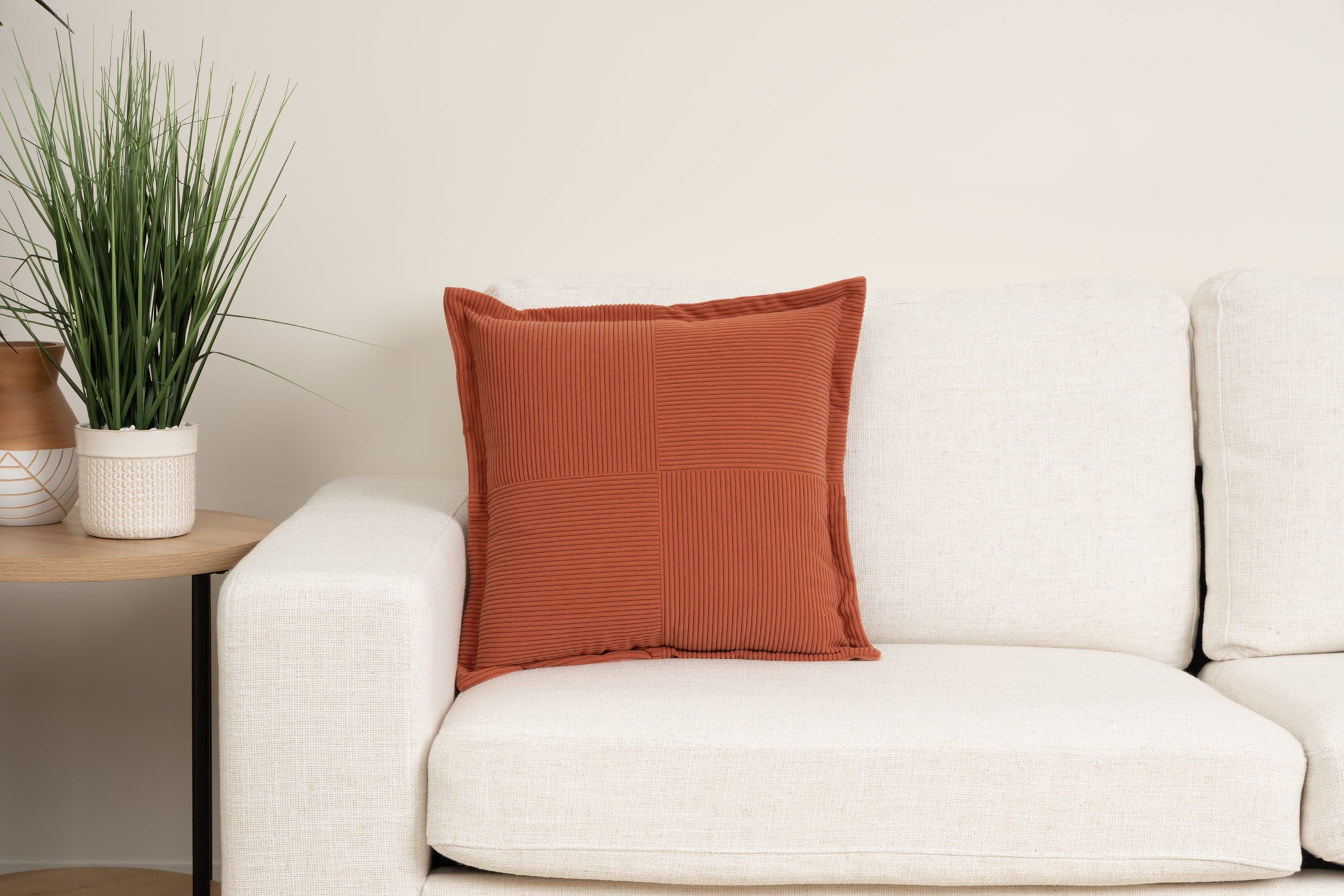 Mainstays Rust Corduroy Velvet 18x18 Decorative Throw Pillow