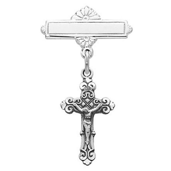 McVan 429L 1.15 x 0.7 x 0.17 in. Sterling Silver Crucifix Baby Pin