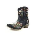 thumbnail image 3 of Ymiytan Women's Embroidery Slip On Cowboy Boots Ladies Western Low Calf Booites Shoes, 3 of 9