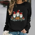 thumbnail image 2 of Oalirro Christmas Sweatshirts for Women Long Sleeve Graphic Dressy Womens Top Merry Christmas Print Black Round Neck Top, L, 2 of 6