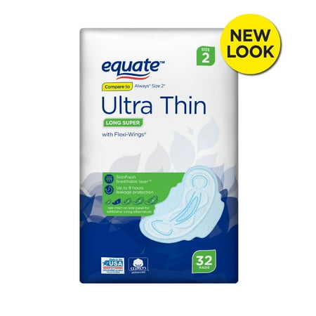 thin ultra pads wih flexi equate count wings super walmart