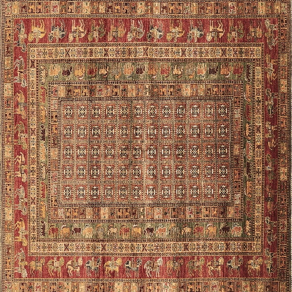 Ahgly Company Indoor Square Oriental Brown Industrial Area Rugs, 5' Square