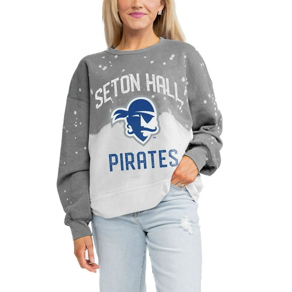 Women's Gameday Couture Gray Seton Hall Pirates Twice As Nice Faded Crewneck Sweatshirt
