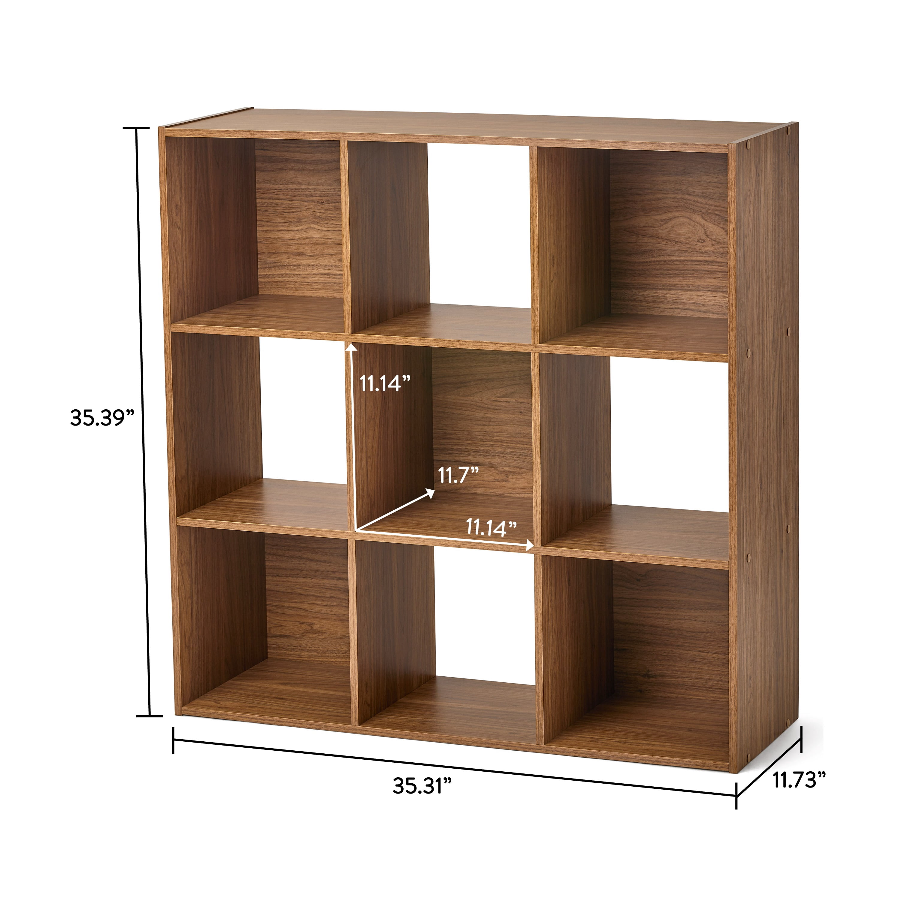 Mainstays 9 Cube Storage Organizer, Warm Walnut