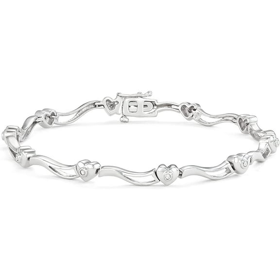 MyDiamondBox Sterling Silver Diamond Heart Bracelet - For women