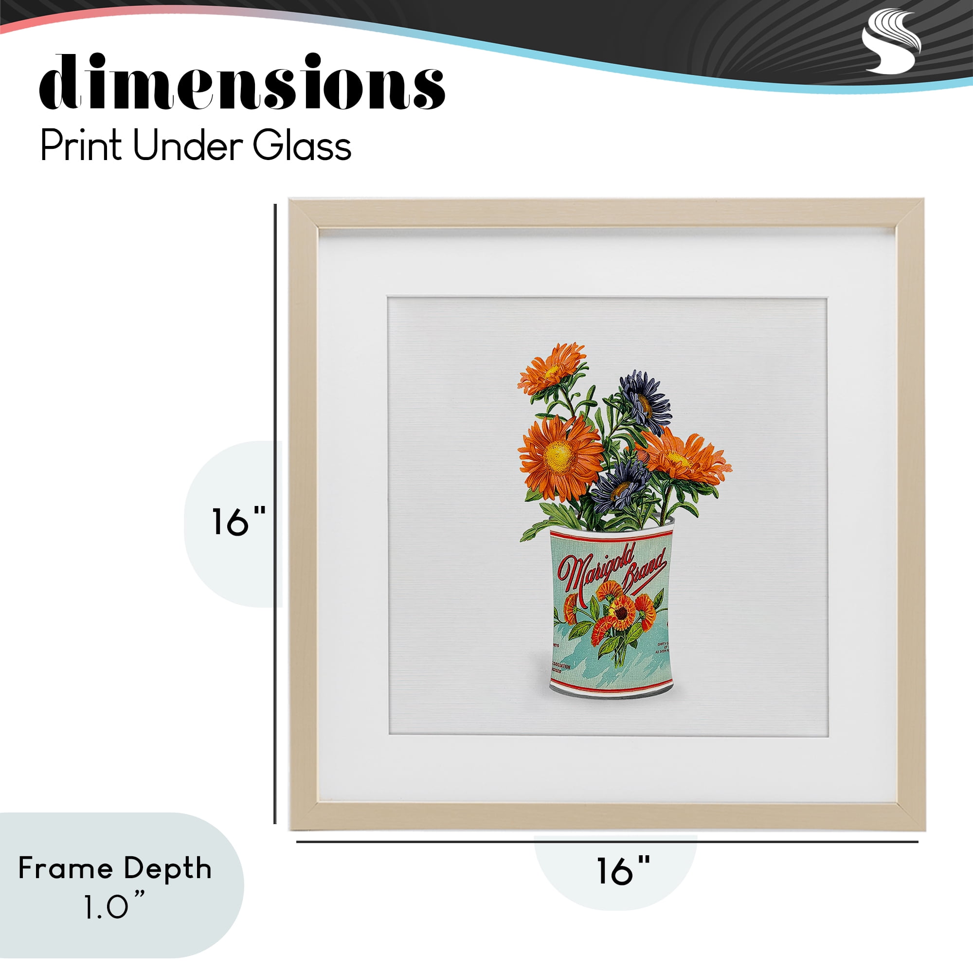 Stupell Industries Nostalgic Marigold Tin Bouquet Birch Framed Print Under Glass, design by Val Rhodes