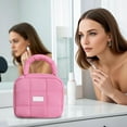 thumbnail image 3 of TaTaai 1Pcs 2025 Cute Puffy Makeup Bag with Handle, Quilted Cosmetic Organizer Bag, Waterproof Travel Toiletry Pouch, Portable Handbag with Zipper for Women and Girls, 3 of 5