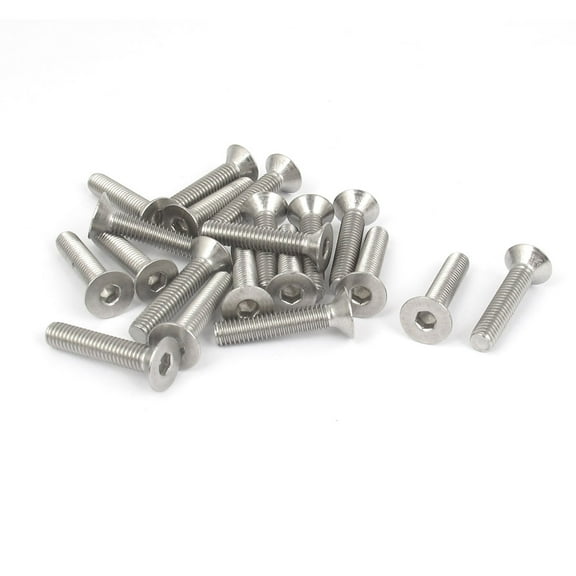 Uxcell M6 x 30mm 304 Stainless Steel Hex Socket Countersunk Flat Head Screw Bolts (20-pack)