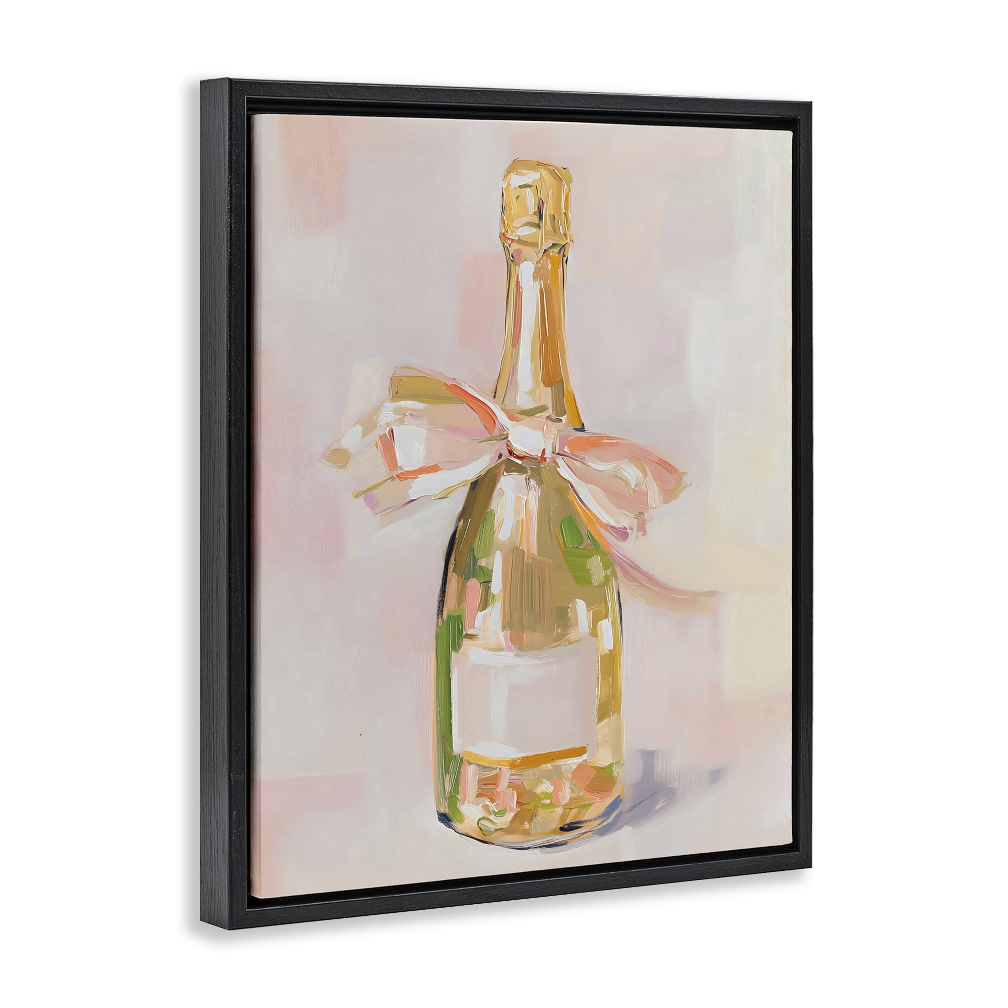 Stupell Industries Pink Champagne Celebration Black Framed Floater Canvas Wall Art, design by The Prints Vibe