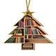 thumbnail image 1 of Adorno navideño de acrílico plano 2D con forma de árbol para libros, estantería, decoración para árbol de Navidad, adornos colgantes novedosos, adornos apilados con libros., 1 of 6
