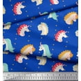 thumbnail image 3 of Soimoi Blue Cotton Duck Fabric Dot & Unicorn Face Print Fabric by Yard 42 Inch Wide, 3 of 3