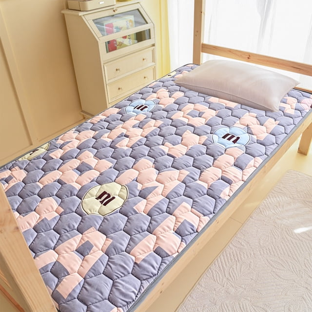 Reversible Mattress Protector Lightweight Non-Slip Polyester Mattress Cover | Breathable and Washable Bedding Pad | Hexagonal Quilted Fitted Underpad for Home Dorm Bed
