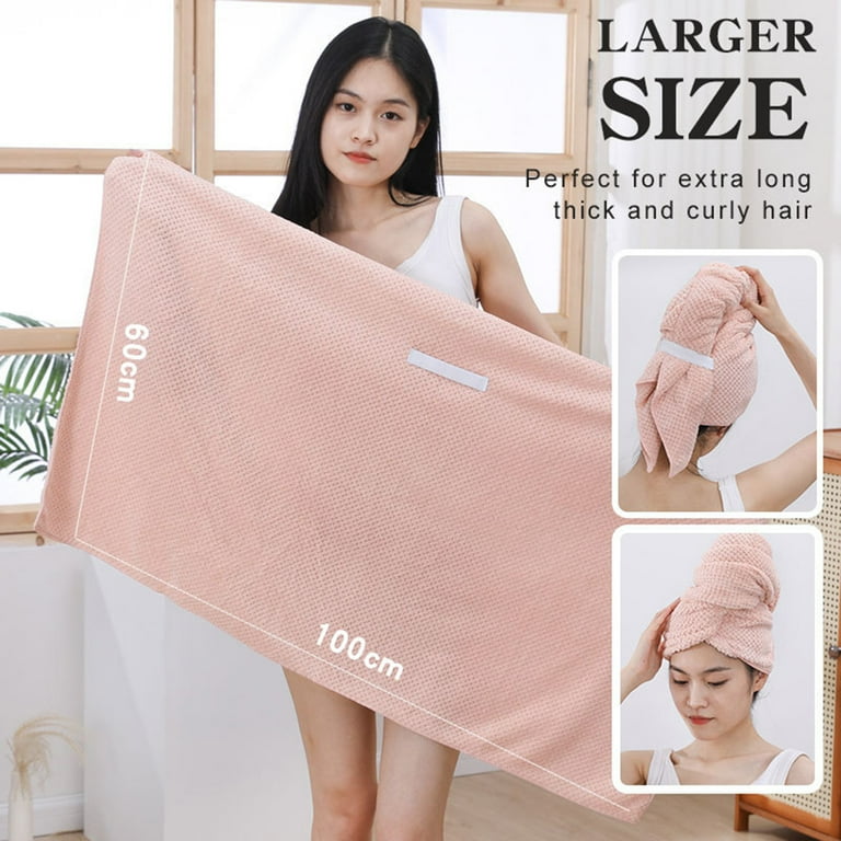 Warkul Extra Large Hair Towel Wrap with Elastic Band Highly Water Absorption Anti Frizz Super Soft Fast Drying Hair Towel Walmart