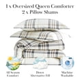 thumbnail image 2 of Southshore Fine Living, Inc. 3-Piece Full/Queen Comforter Set with 2 Pillow Shams, Premium Bedding Set, Oversized Down Alternative Lightweight, All Season Comforter Queen Size/Full, Tofu Cream Plaid, 2 of 8