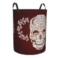thumbnail image 2 of XMXY Round Laundry Basket Organizer, Horror Bone Hands Skeleton Brain Waterproof Collapsible Dirty Clothes Basket Laundry Hamper, Small Size, 2 of 8