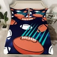 thumbnail image 2 of Feelyou Cartoon Rugby Boys Twin Sheet Sets, Art Graffiti Lines Twin Fitted Sheet, Video Football Game Flat Sheet, Ultra Soft Bedroom Decor, 3-Piece, 2 of 7