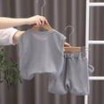 thumbnail image 5 of TOWED22 Toddler Baby Boy Clothes Summer Outfits Sleeveless Waffle-Knit Tank Tops T-Shirt+Casual Shorts 2Pcs Clothing Set(Grey,12-18 M), 5 of 9
