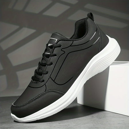 

SHAOSZC Comfortable Men‘s Solid Leather Lace Up Casual Sneakers Perfect for Outdoor Activities and All Seasons Workout